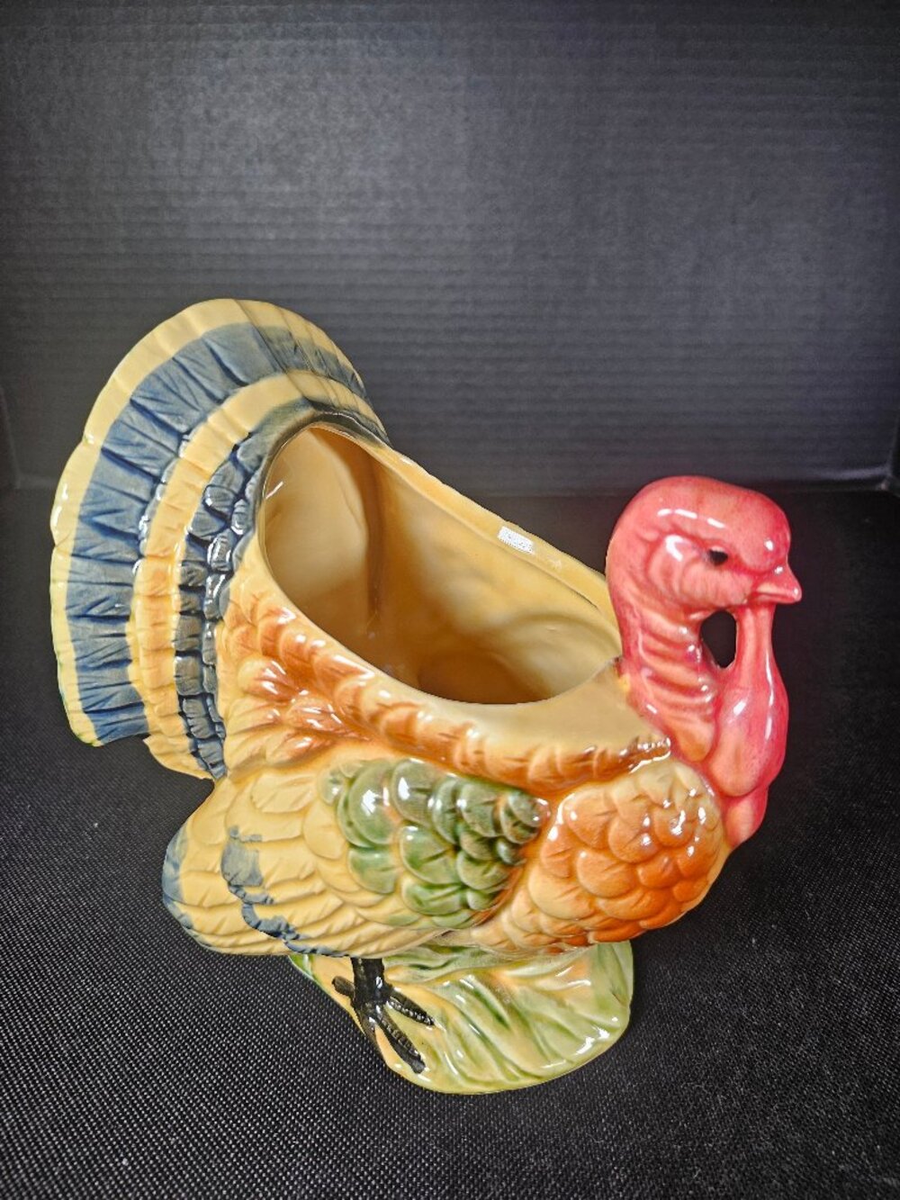 Napcoware Japan Ceramic Tom Turkey Planter Vase #8082 Thanksgiving Decor